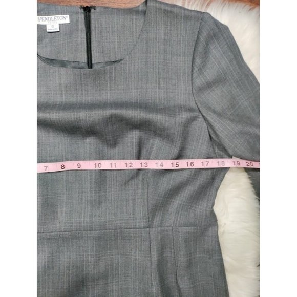 80's Pendleton 100% Wool Black & White Houndstooth Sheath Midi Dress 12 P - Picture 10 of 16